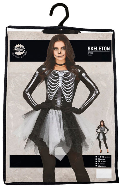 Skelet Halloween Jurk Dames Zwart van Fiestas Guirca koop je bij Partywinkel