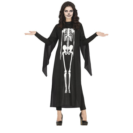 Skelet Halloween tuniek Dames L van Fiestas Guirca koop je bij Partywinkel
