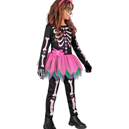 Skelet Kostuum Zwart Roze Kind van Widmann koop je bij Partywinkel