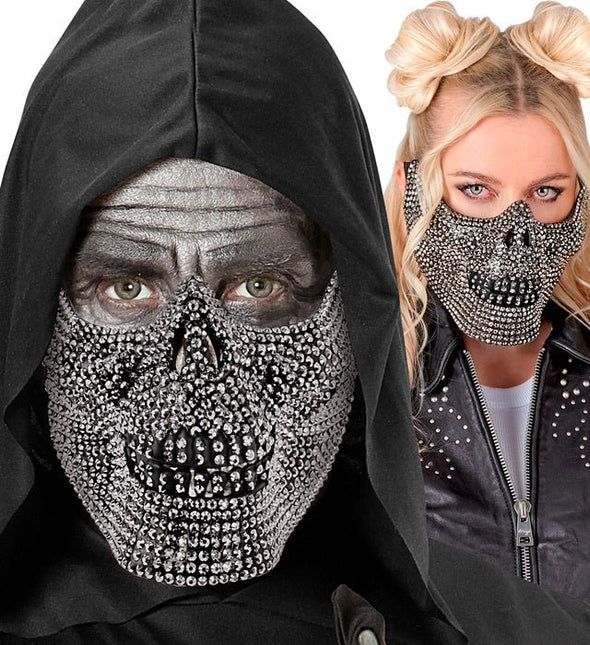 Skelet Masker Zwart Strass van Widmann koop je bij Partywinkel