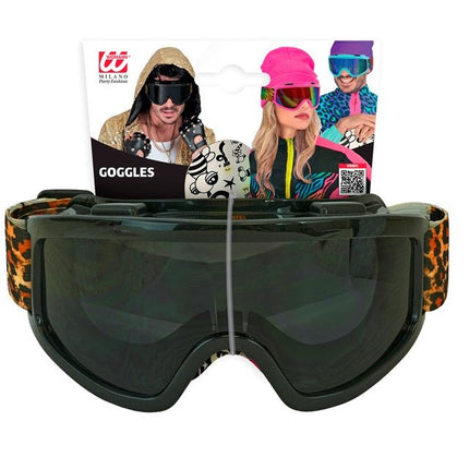 Ski Bril 80s Zwart Luipaardprint van Widmann koop je bij Partywinkel