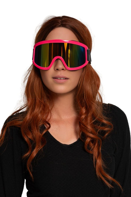 Skibril Neon Roze van Partychimp koop je bij Partywinkel