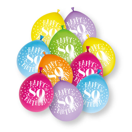 10ct Happy 80th Birthday 23cm Latex Balloons