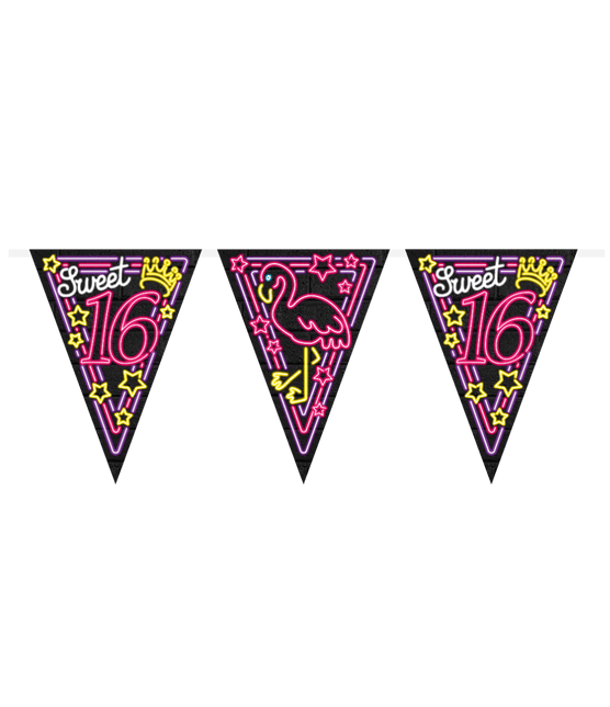 Slingers 16 jaar Sweet 16 Neon 10m van Paper Dreams koop je bij Partywinkel