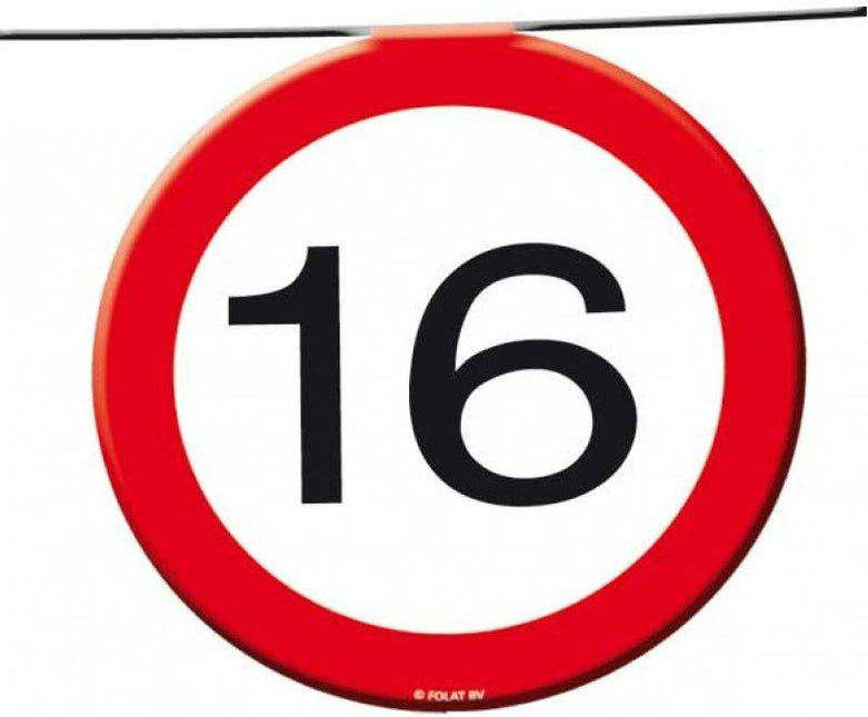 Slingers 16 Jaar Verkeersbord 12m - Partywinkel - 8714572051651