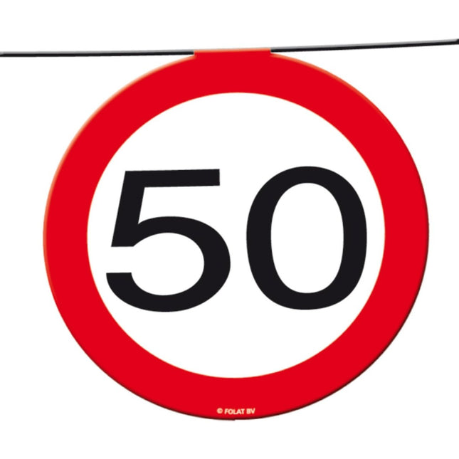 Slingers 50 Jaar Verkeersbord 12m - Partywinkel - 8714572051835