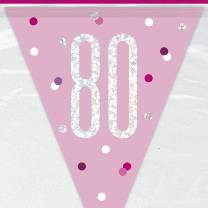 Slingers 80 Jaar Roze 2,74m van Unique koop je bij Partywinkel