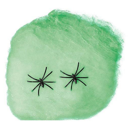 Spinnenweb Groen met 4 Spinnen 60gr - Partywinkel - 8434077197998