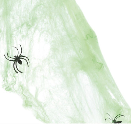 Spinnenweb Groen met 4 Spinnen 60gr - Partywinkel - 8434077197998