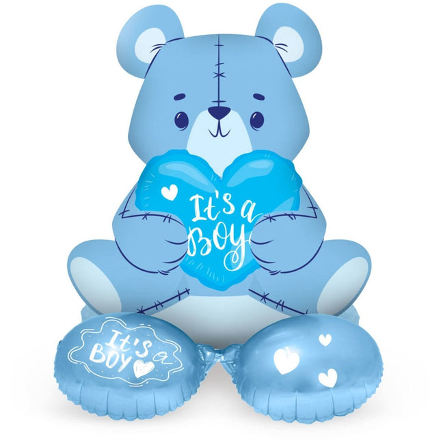 Staande Folieballon Beer 'It's a Boy' Blauw - 61 cm van Folat koop je bij Partywinkel