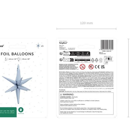 Ster Ballon Lichtblauw 50cm van Partydeco koop je bij Partywinkel