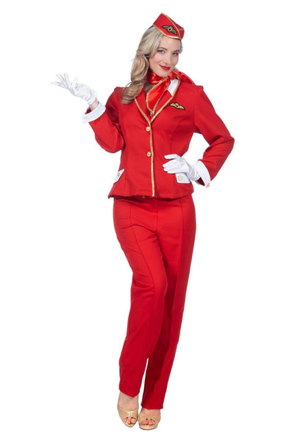 Stewardess Pak Dames Rood - Partywinkel - 8720059076260