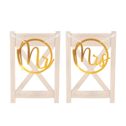 Stoelbordjes Mr & Mrs 30cm van Riethmueller koop je bij Partywinkel