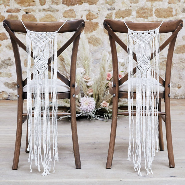 Stoeldecoratie Macrame 65cm 2st van Ginger Ray koop je bij Partywinkel