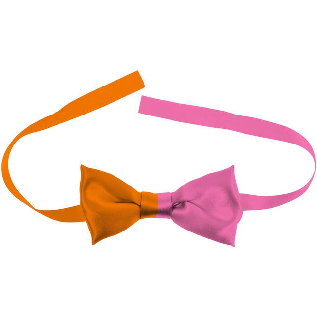 Strikje Colorblock Oranje/Roze van Folat koop je bij Partywinkel