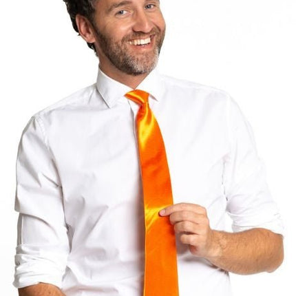 Stropdas Neon Oranje 50cm van Partychimp koop je bij Partywinkel