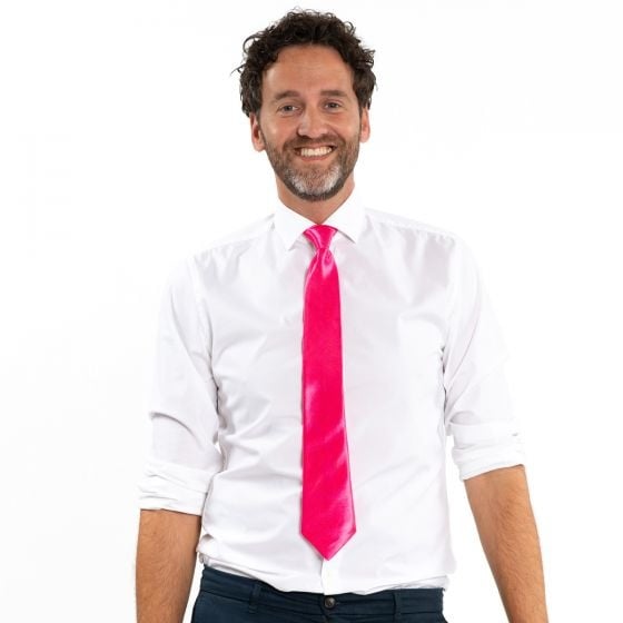 Stropdas Neon Roze 50cm van Partychimp koop je bij Partywinkel
