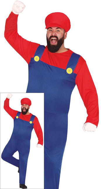 Super Mario Kostuum Rood Blauw Heren - Partywinkel - 8434077867280