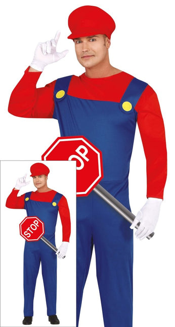 Super Mario Kostuum Rood Blauw Heren - Partywinkel - 8434077847244