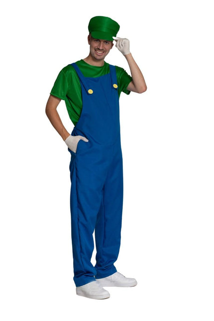 Super Mario Pak Groen Blauw Heren Luigi van PartyXclusive koop je bij Partywinkel