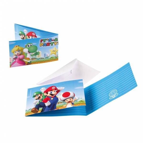 Super Mario Uitnodigingen 8st - Partywinkel - 013051695583