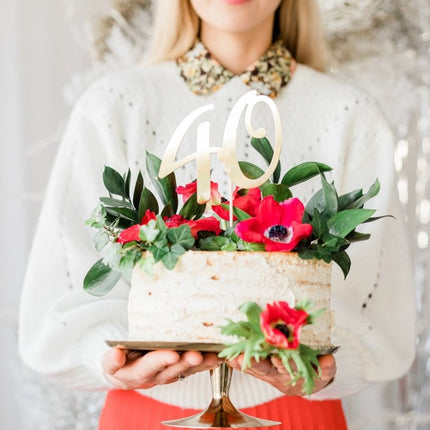 Taarttopper 40 Jaar Goud 20,5cm van Partydeco koop je bij Partywinkel