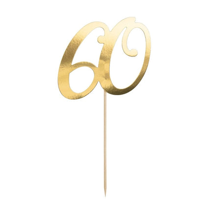 Taarttopper 60 Jaar Goud 21cm van Partydeco koop je bij Partywinkel