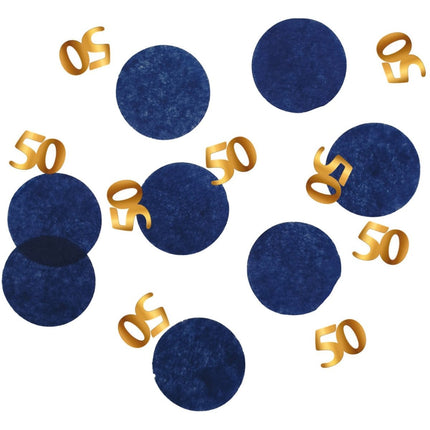 Tafelconfetti 50 Jaar Blauw 2,4cm 25gr van Folat koop je bij Partywinkel