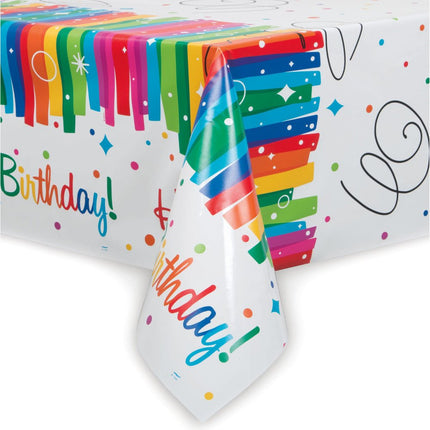 Tafelkleed Happy Birthday Regenboog 2,13m van Unique koop je bij Partywinkel