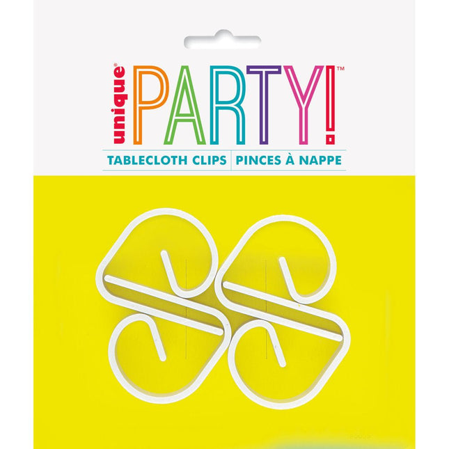 Tafelkleed Klemmen 4st van Unique koop je bij Partywinkel