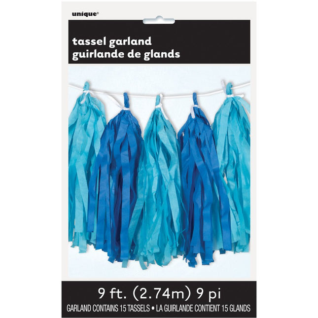 Tassel Slinger Blauw 2,7m van Unique koop je bij Partywinkel