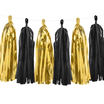 Tassel Slinger Zwart Goud 2m van Partydeco koop je bij Partywinkel