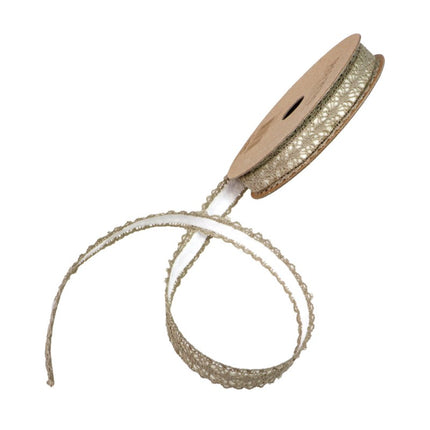 TAUPEFARBENES BAUMWOLL-SPITZENKLEBEBAND 1 CM X 2 M