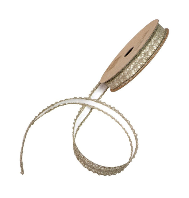 TAUPEFARBENES BAUMWOLL-SPITZENKLEBEBAND 1 CM X 2 M