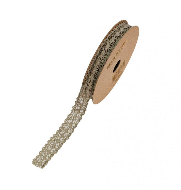TAUPEFARBENES BAUMWOLL-SPITZENBAND 1 CM X 2 M
