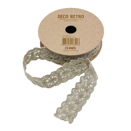 TAUPEFARBENES BAUMWOLL-SPITZENBAND 2 CM X 2 M