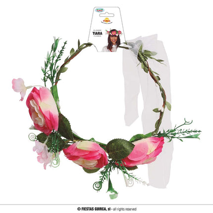 Tiara Bloemen Roze van Fiestas Guirca koop je bij Partywinkel