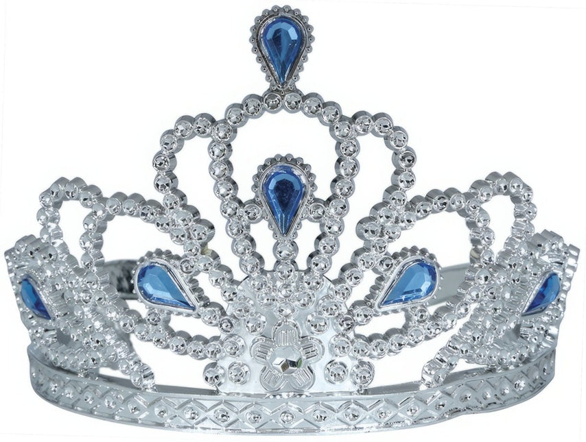 Tiara Zilver Meisje Met Blauw Diamanten Kind van Fiestas Guirca koop je bij Partywinkel