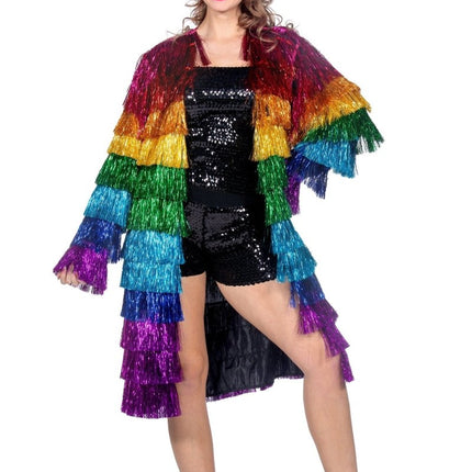Tinsel jasje lang regenboog - Partywinkel - 8720059064410