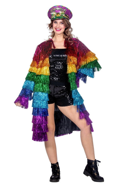 Tinsel jasje lang regenboog - Partywinkel - 8720059064410