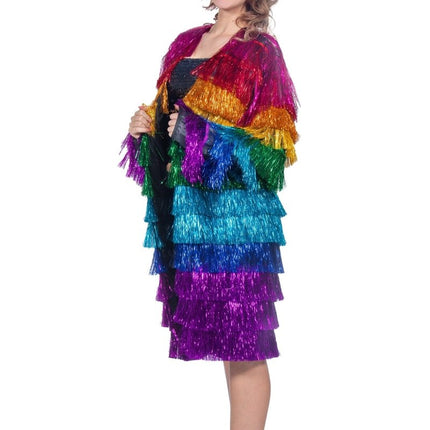 Tinsel jasje lang regenboog - Partywinkel - 8720059064410