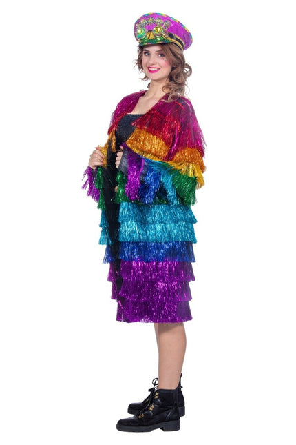 Tinsel jasje lang regenboog - Partywinkel - 8720059064410