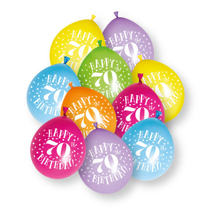 10ct Happy 70th Birthday 23cm Latex Balloons