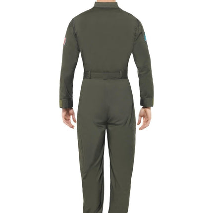 Top Gun Deluxe Heren Kostuum, groen van Smiffys koop je bij Partywinkel