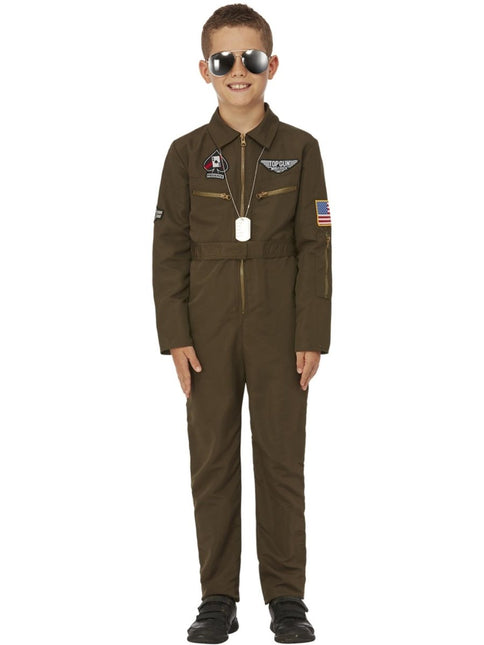 Top Gun Maverick Kinder Aviator Kostuum, groen van Smiffys koop je bij Partywinkel