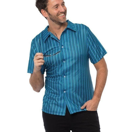 Tshirt Jaren 70 Blauw van Partychimp koop je bij Partywinkel