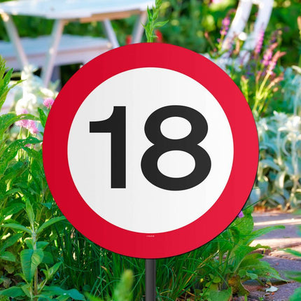 Tuinbord 18 Jaar Verkeersbord 52cm van Folat koop je bij Partywinkel