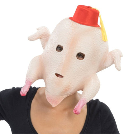 Truthahn-Kopfmaske mit Fez, 37 cm