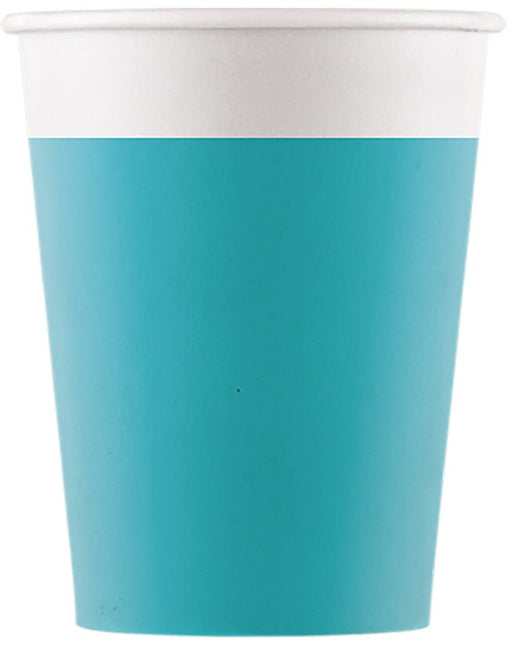 Turquoise Bekers 200ml 8st van Procos koop je bij Partywinkel