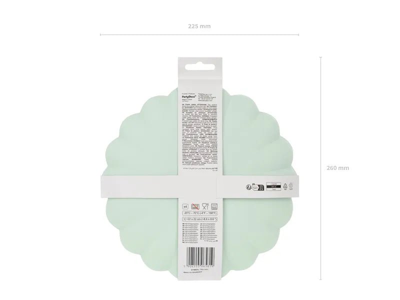 Turquoise Borden 22cm 4st van Partydeco koop je bij Partywinkel